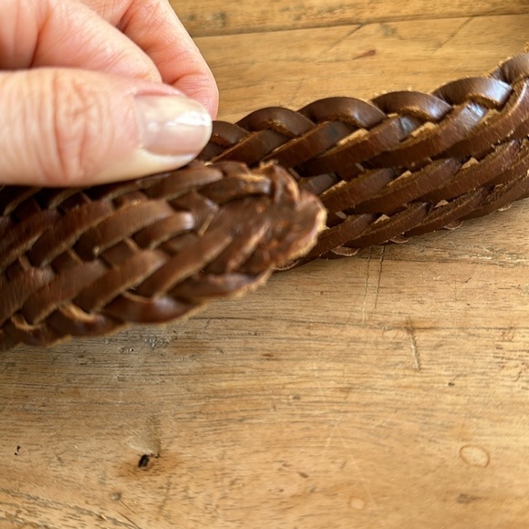 Linea Pelle Braided Woven Leather Brown Size Large Boho Style - Picture 6 of 9